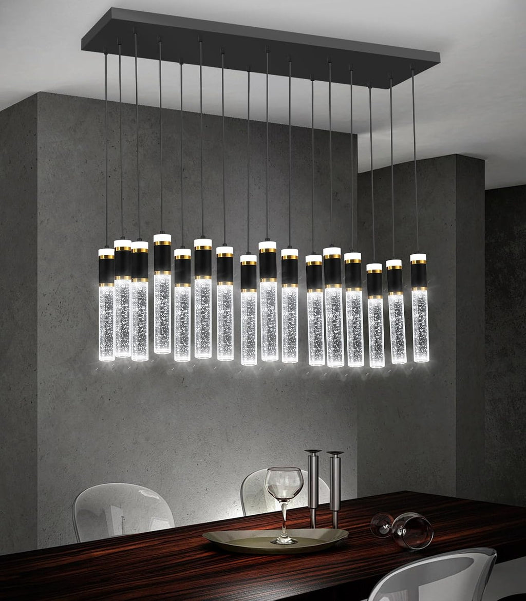 16-Lights Modern Cystal for Kitchen Island LED Dimmable Pendant Lighting Fixture Crystal Chandelier Light Fixtures for Dining Room