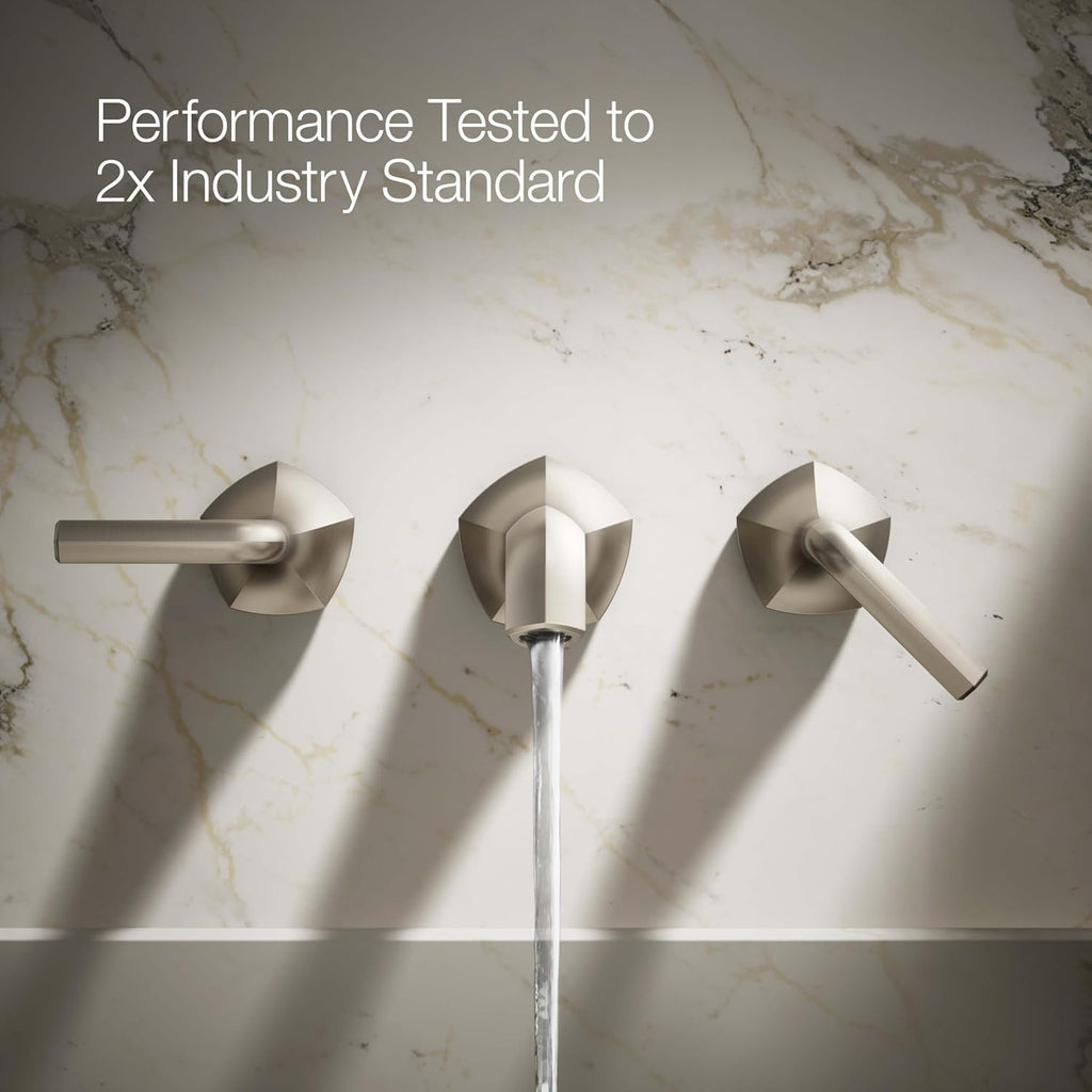 KOHLER T27013-4-BN Occasion Wall-Mount Bathroom Sink Faucet Lever Handle Trim in Vibrant Brushed Nickel