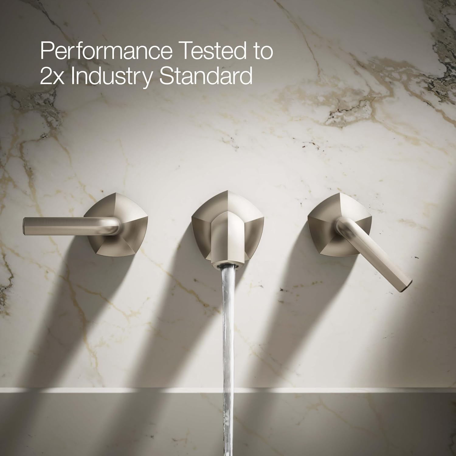 KOHLER T27013-4-BN Occasion Wall-Mount Bathroom Sink Faucet Lever Handle Trim in Vibrant Brushed Nickel