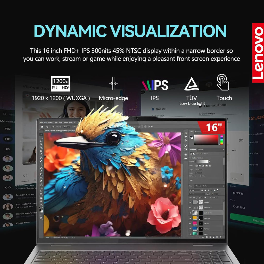 Lenovo Yoga 7i 2 in 1 Laptop Touchscreen, 16' FHD+ 360 Foldable Touch Screen Convertible, Intel Core Ultra 7, Windows 11 Laptop PC, Backlit 10-Key, Fingerprint (16GB DDR5 RAM| 512GB SSD)