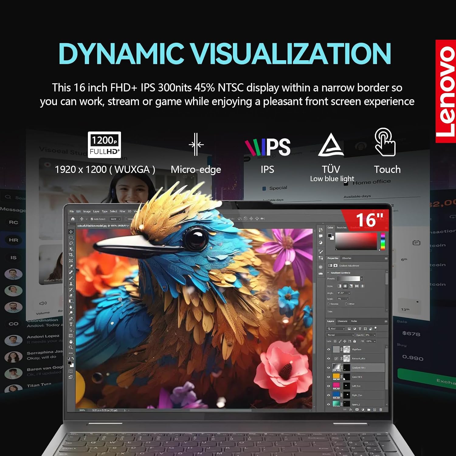 Lenovo Yoga 7i 2 in 1 Laptop Touchscreen, 16' FHD+ 360 Foldable Touch Screen Convertible, Intel Core Ultra 7, Windows 11 Laptop PC, Backlit 10-Key, Fingerprint (16GB DDR5 RAM| 512GB SSD)