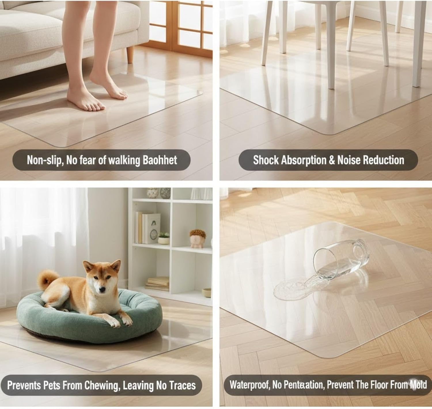Clear PVC Plastic Office Chair Mat for Carpet，Easy Clean Desk Chair Mat for Hardwood Floor，Heavy Duty Desk Mats，0.08in Plastic Floor Mats for Office, Non-Slip, Rounded Corners(72' x 75')