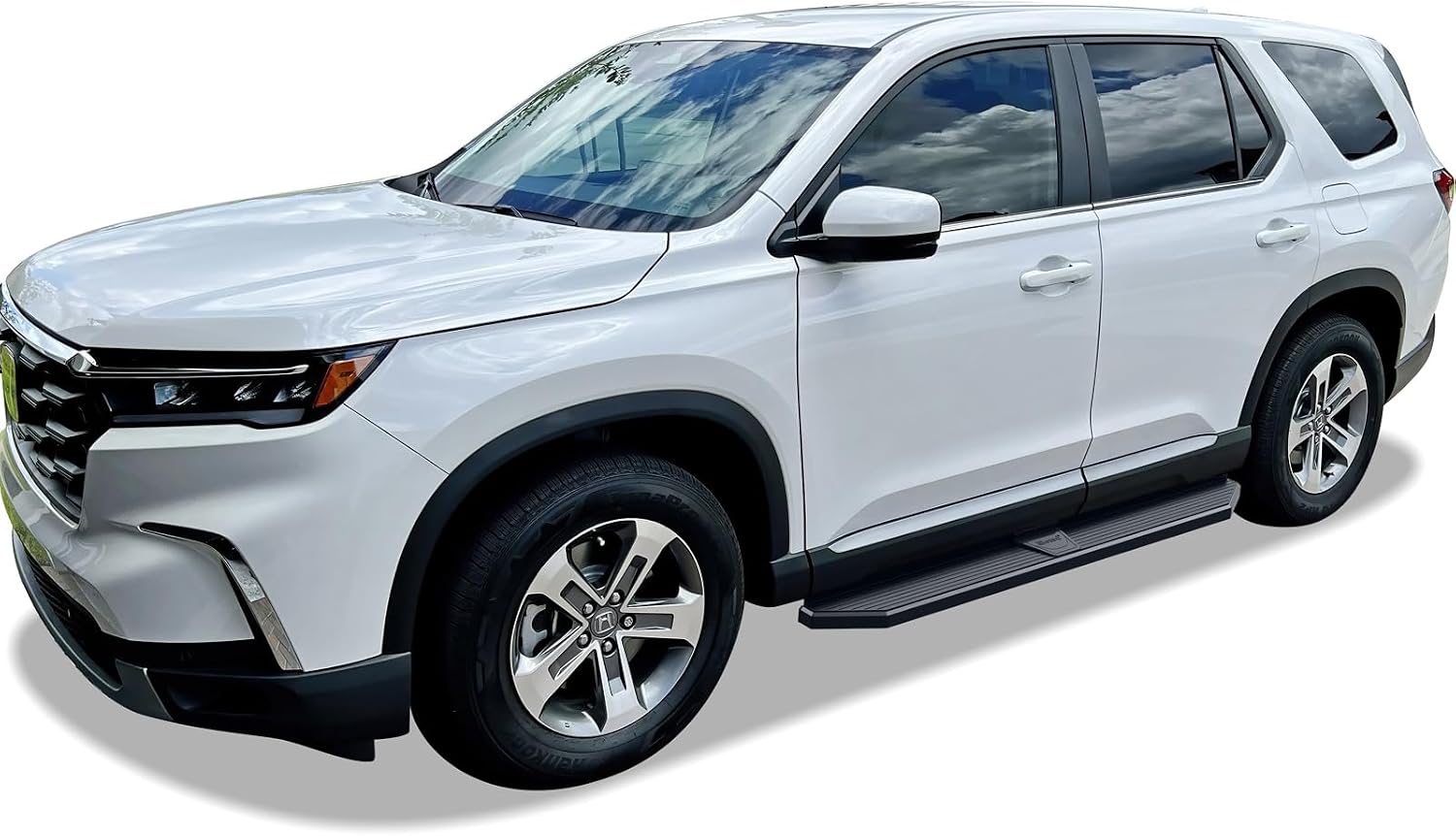 APS 6-inch (Black Stainless Steel Powder Coated Flat Style) Running Boards Side Bars Side Steps Compatible with Honda Pilot 2016-2022