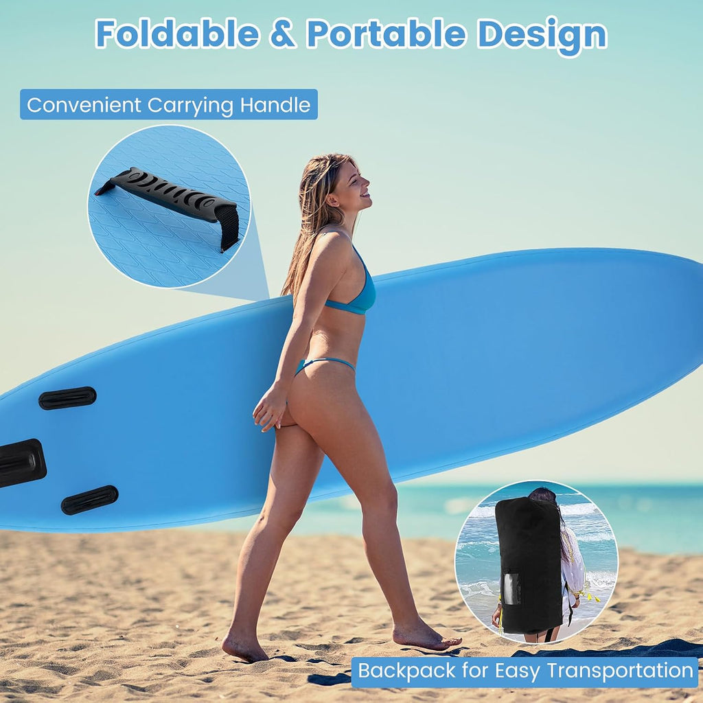 GYMAX Paddle Board, Inflatable Stand Up Paddle Board with SUP Accessories, Removable Fin, Paddle, Pump, Leash & Carry Bag, Blow Up Paddle Boards Standing Boat