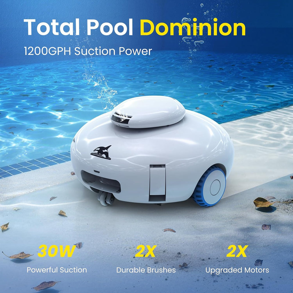 [2026 New] Cordless Robotic Pool Cleaner, Pool Vacuum with Dual-Layer Filtration, 120-Min Runtime, Auto-Parking, Lightweight Designed for Above-Ground & Inground Pool Flat Pool up to 860 Sq.ft