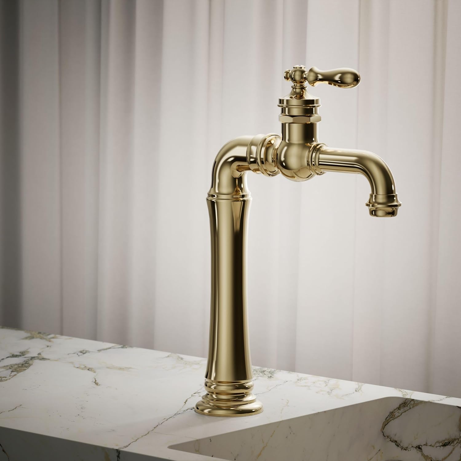 Kohler 72763-9M-AF Artifacts® Gentleman's® Single-Handle Bathroom Sink Faucet, 1.2 gpm, Vibrant French Gold