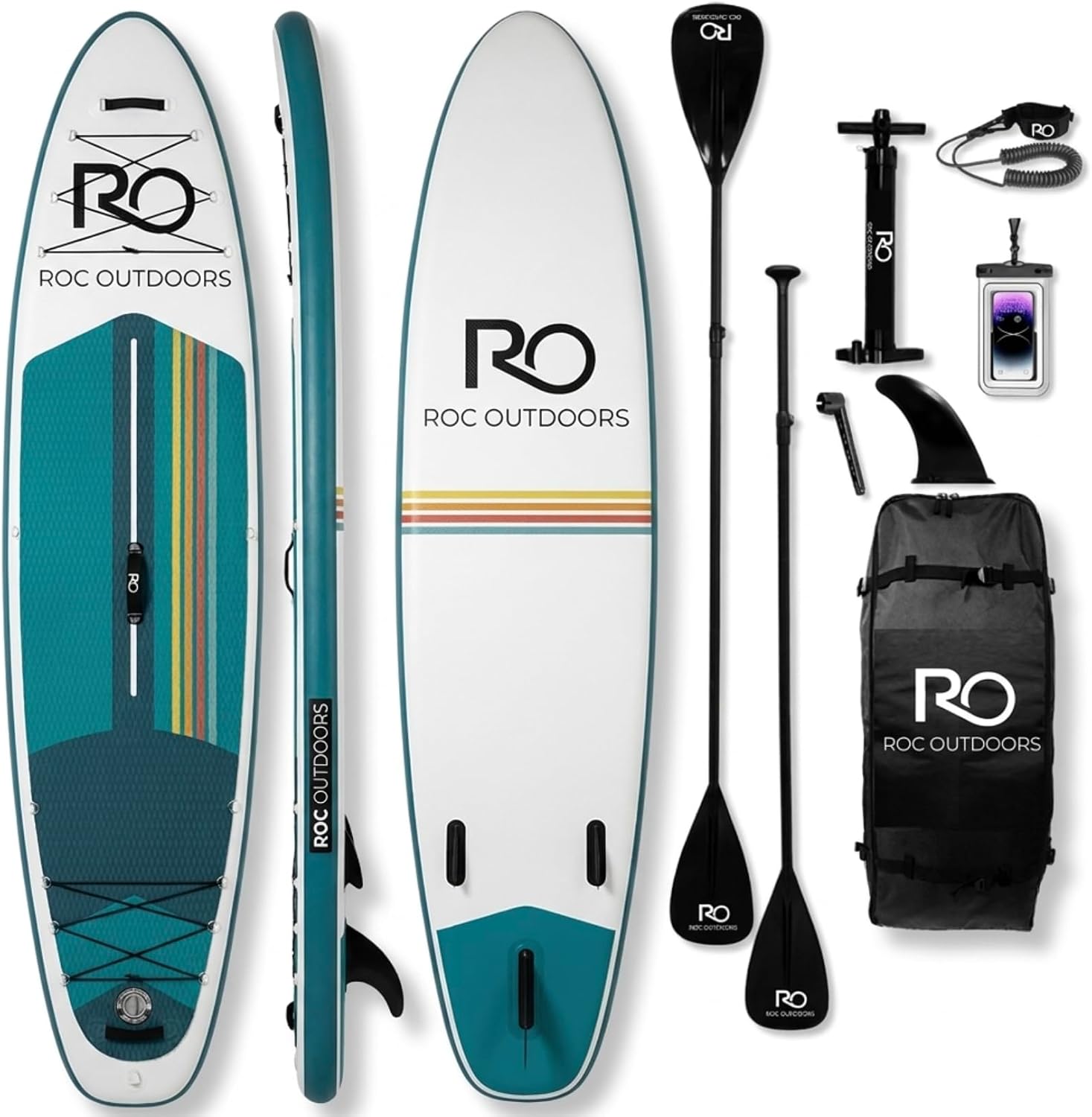 Roc Inflatable Stand Up Paddle Board 10' 6' with Premium SUP Paddle Board Accessories, Wide Stable Design, Non-Slip Comfort Deck for Youth & Adults