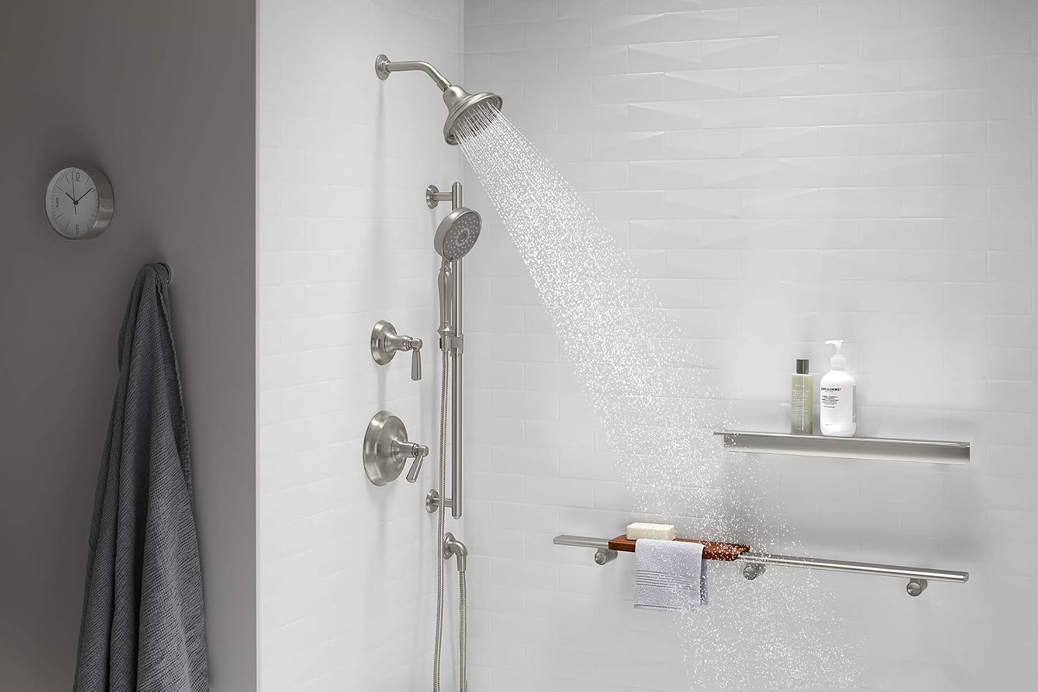 KOHLER 22163-BN Bancroft Multi-Function Handshower, Handheld Showerhead with 3 Spray Settings, 2.5 GPM, Vibrant Brushed Nickel