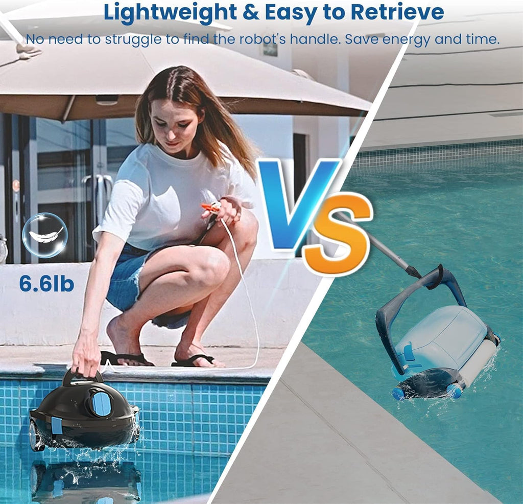 Robotic Pool Cleaner, Extended 90-Min Battery Life 5200mAh Battery, Smart Navigation, Pool Robot Can Thorough Cleaning, Moves at 36 FT/MIN Suitable for Indoor and Outdoor Pools