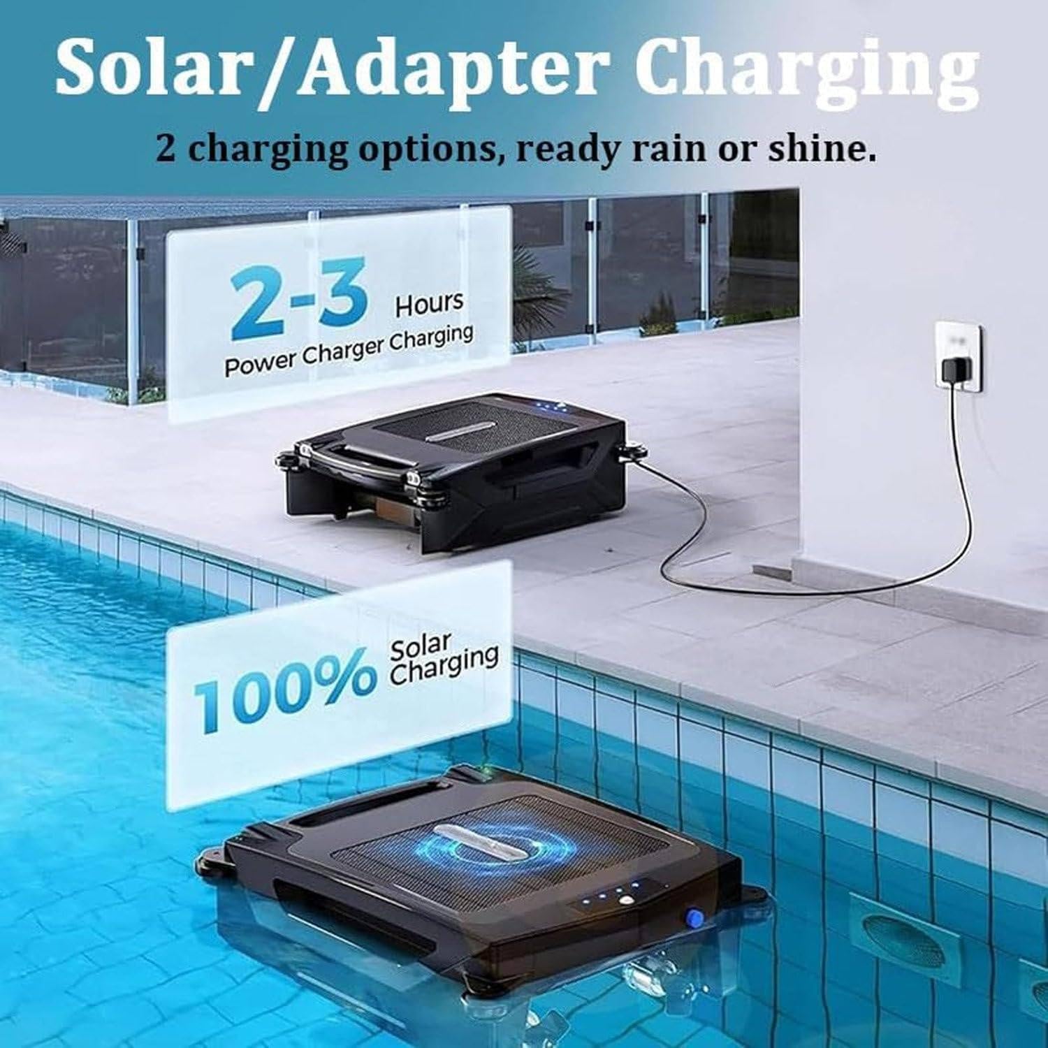 Pool Skimmer Robot, Cordless Pool Vacuum Robot, Cordless Pool Vacuum Robot, 3.4L Large Capacity, Ipx7 Waterproof with App Control, Obstacle Avoidance for All Swimming Pool