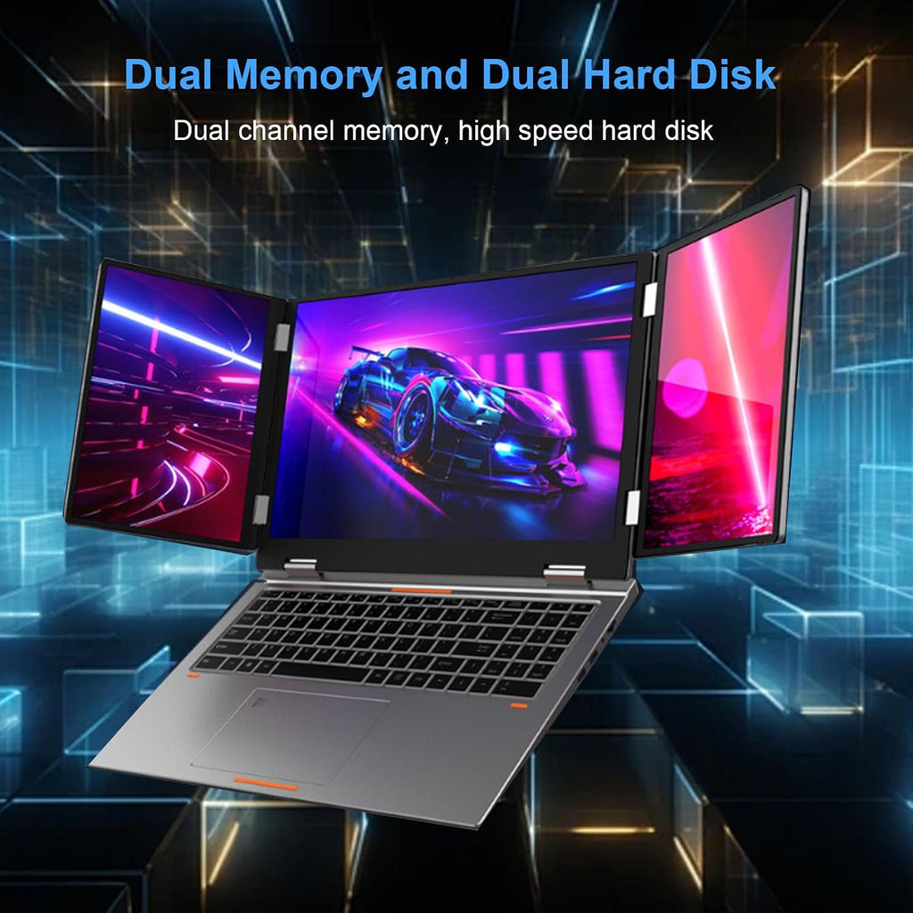 Tangxi Fold Screen Laptop, 16 Inch Main Display & Dual 10.5 Inch Secondary Screens, 16GB RAM 1TB SSD, 11Pro Face Unlock, with WiFi6 RJ45 for Multitasking Work Design (US Plug)