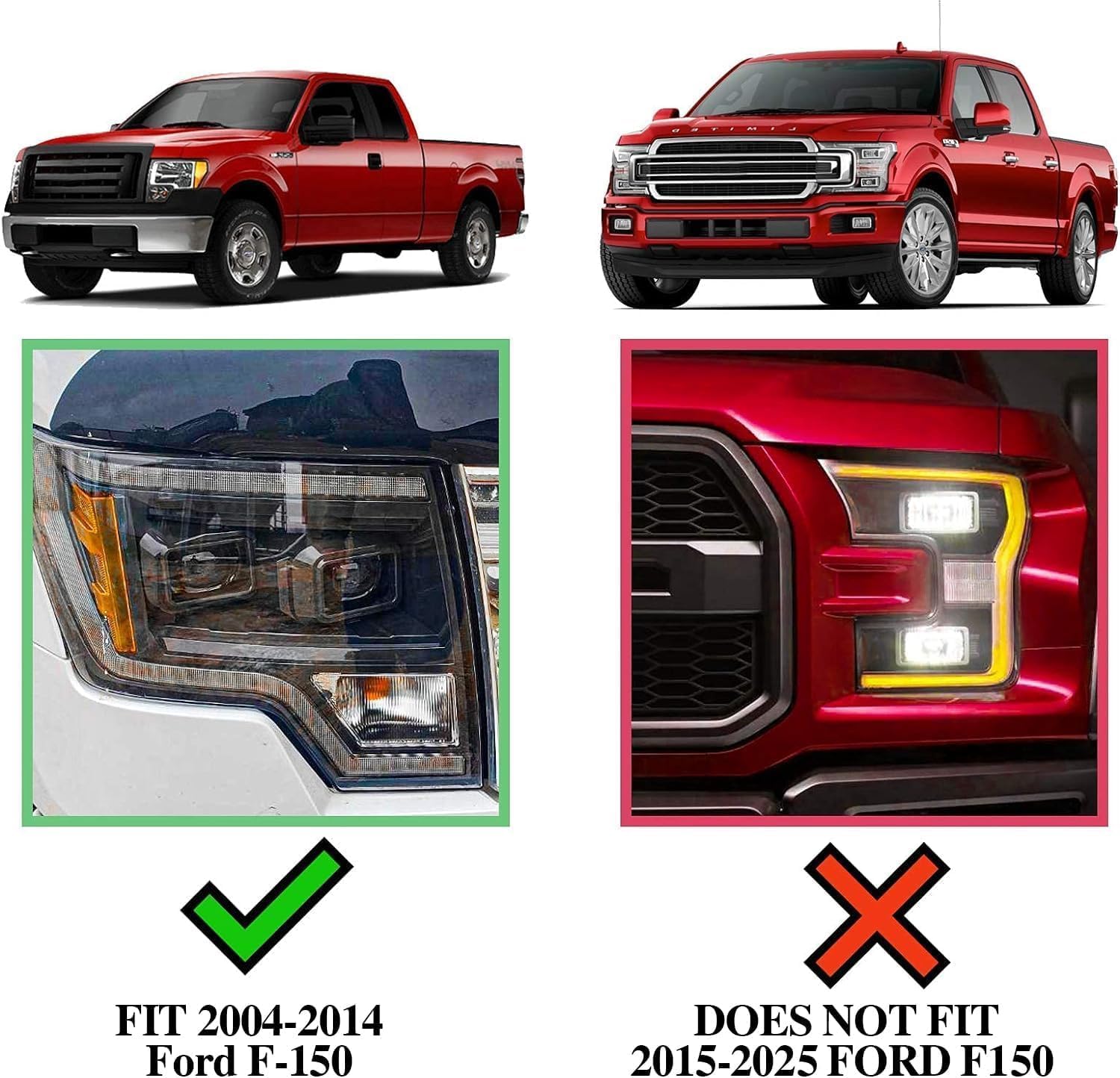 COMNOVA Side Step Nerf Bar Running Board Replacement for Ford F-150 Crew Cab 04-14（4 Full Size Door）,6 Inch Step Pad Design,OE Style