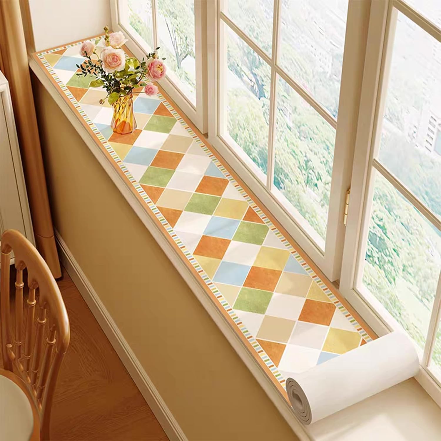 Window Sill Replacement Mat, Cuttable PVC Leather Balconies Cushion Pad, Decorative Window Ledge Trim Pad, Easy to Clean(24x71in/60x180cm)