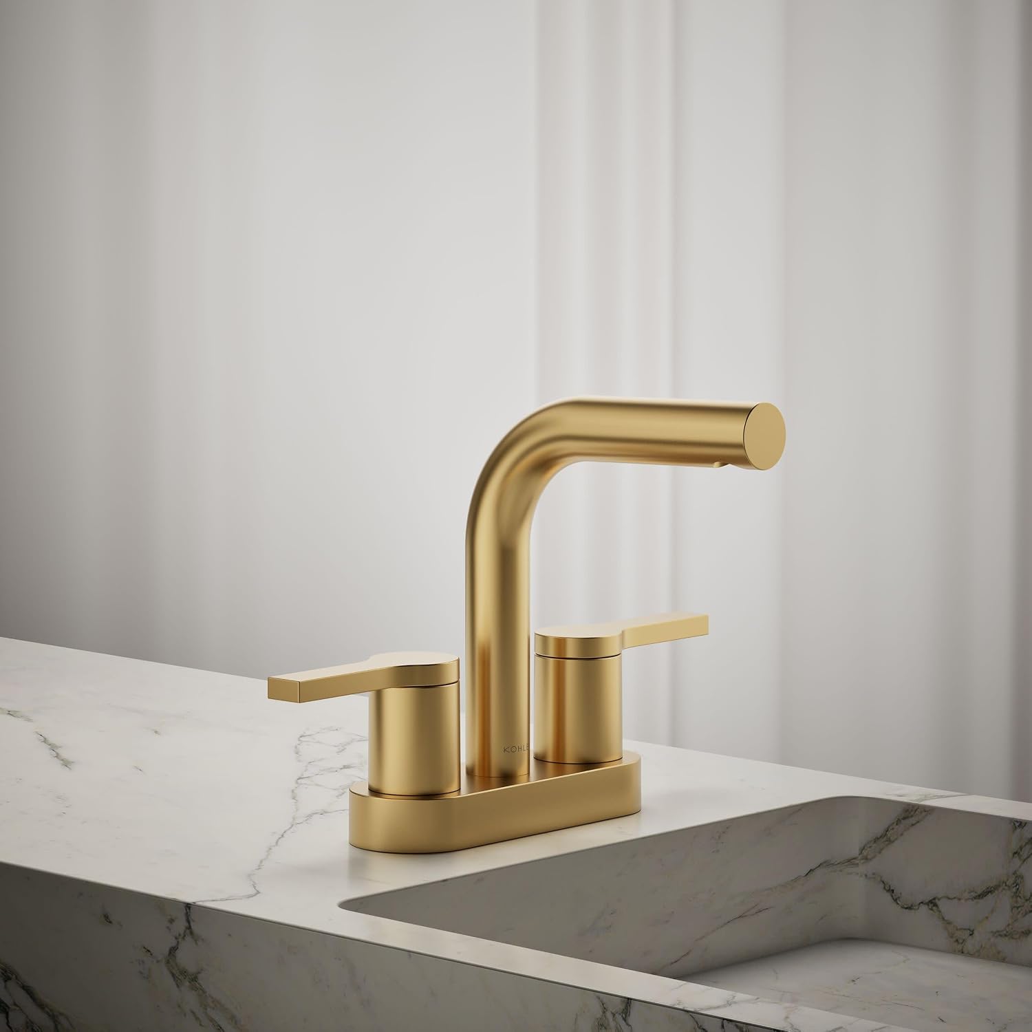KOHLER K-33591-4N-2MB Elate® Centerset Bathroom Sink Faucet, Durable Brass, Contemporary Look, Easy Maintenance, Bathroom Faucets, 0.5 GPM, Vibrant Brushed Moderne Brass