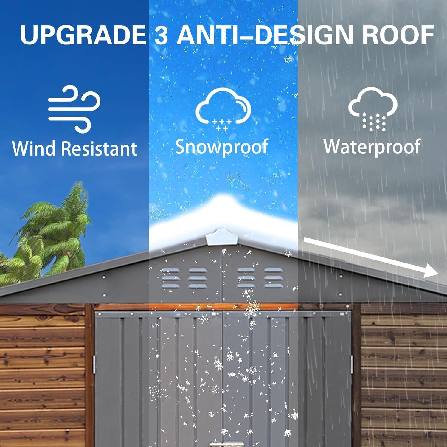 Endark 6x8FT Waterproof & Rust-Resistant Outdoor Storage Shed with Window, Lockable Sliding Doors & Metal Sloped Roof - Ideal for Garden, Backyard, and Patio