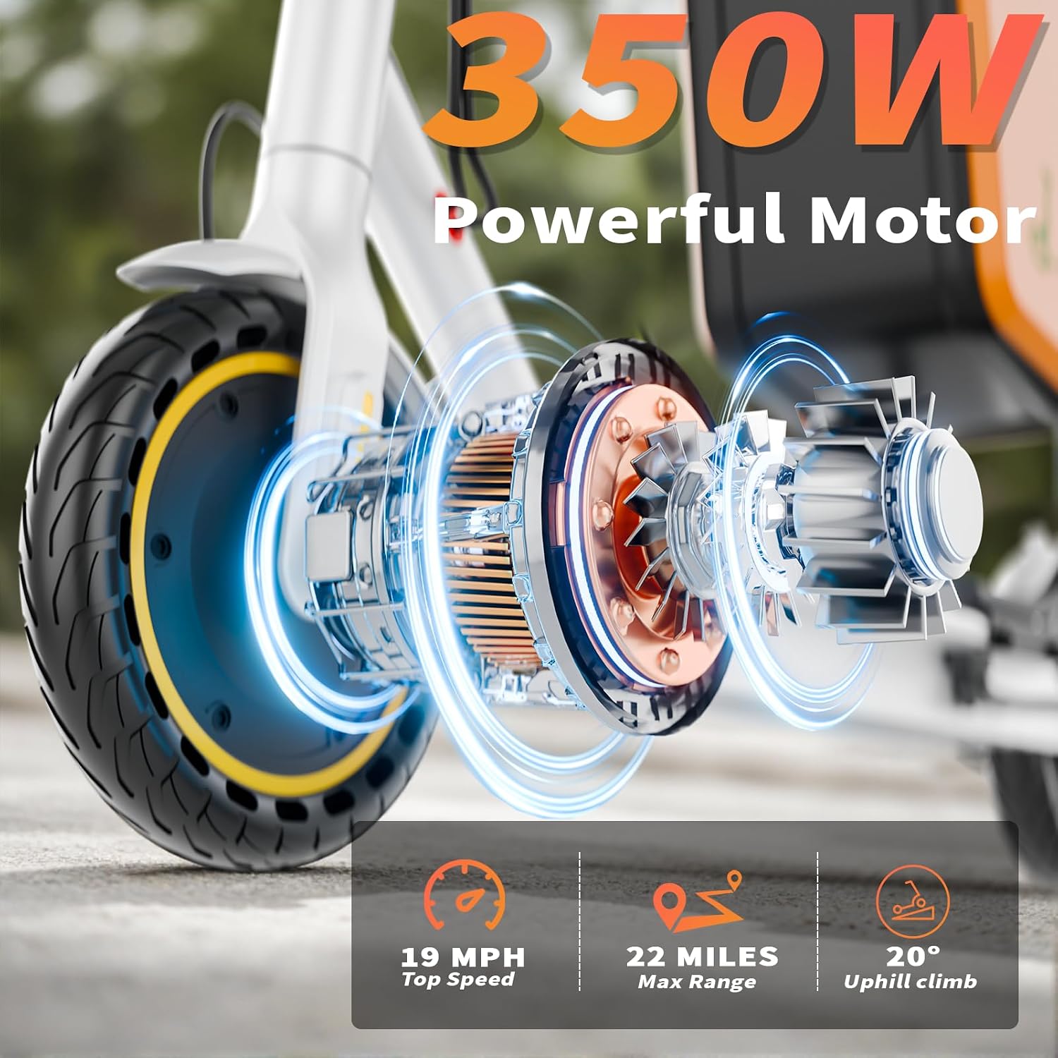 Qlaway 8.5' E Scooter for Adults 19/22 MPH 350/500W Motor 187.2/288.6/441WH Battery, Motorized Scooter Up to 22 Miles Range, Foldable Bearing 265 LBS/APP Control