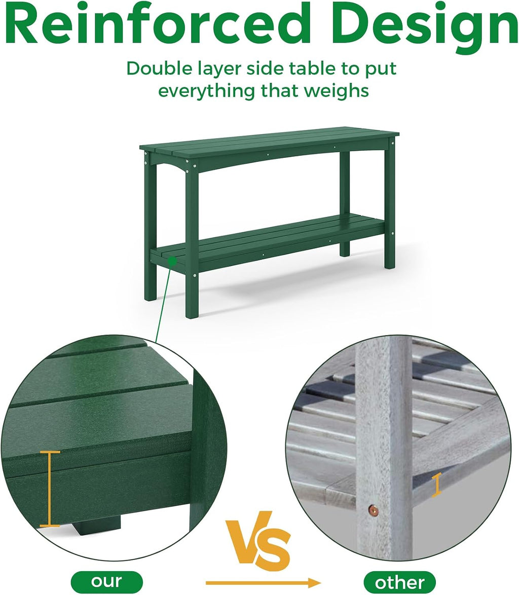 Costaelm Outdoor Plant Stand, 2-Tier Small Outdoor Table, Outdoor Side Tables for Patio or Indoor, Patio Table for Pool, Porch, Weather Resistant Easy Maintenance, Dark Green