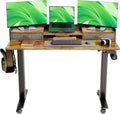 Claiks Standing Desk with Drawers, Stand Up Electric Standing Desk Adjustable Height with Storage Shelf and Splice Board, 48 Inch, Rustic Brown