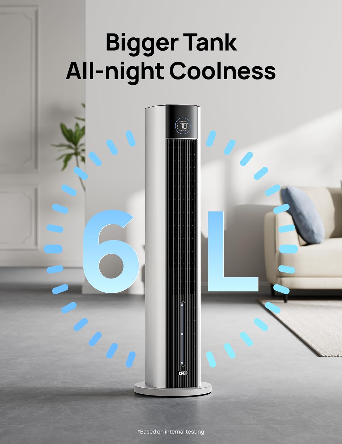 DREO Evaporative Air Swamp Cooler, 43' Cooling Fans that Blow Cold Air 2025 Upgraded, 85° Oscillating Floor Fan for Bedroom, Easy Cleaning, APP Control, Ice Packs, 4 Speeds & 4 Modes, 12H Timer, White