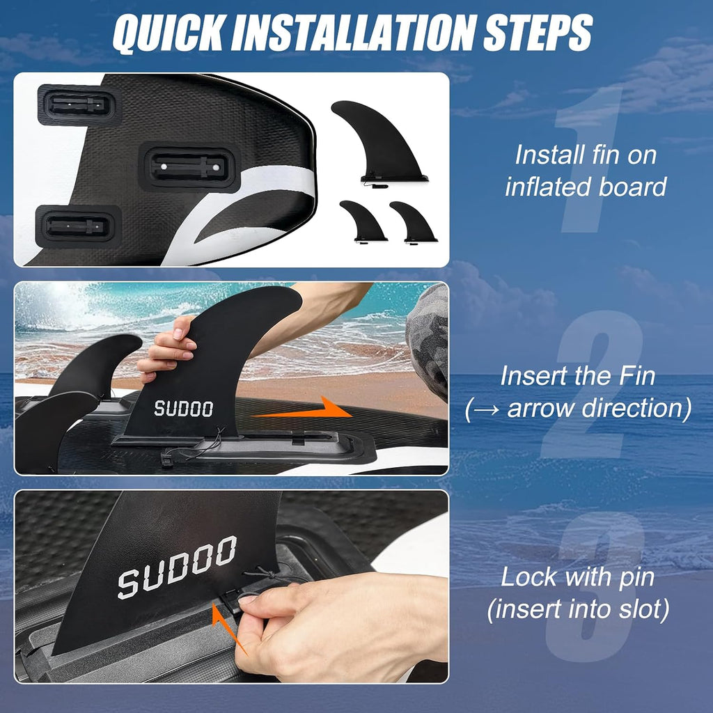 SUDOO Inflatable Stand Up Paddle Board 10'/ 10'6' SUP with 450LB Weight Capacity Adjustable Paddle Wide Stable Non Slip EVA Deck Complete Accessories for Adults Beginners Youth Outdoor Water Sports