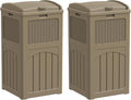 Greesum 2 Pack 33 Package Delivery Box for Outside, Patio Waterproof Resin Garbage Bin with Lid for Hideaway, Deck, Patio, Light Coffee