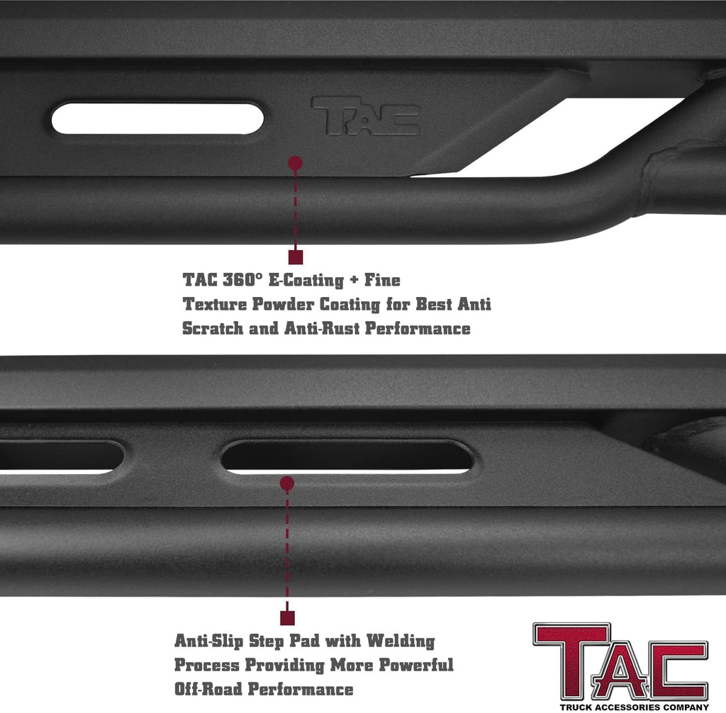 TAC Running Boards Fit 2020-2026 Jeep Gladiator JT Rocker Steps Pickup Truck Side Steps Nerf Bars Rock Slider Armor Off-Road Accessories Fine Texture Black (2pcs)