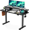 Flycity Electric Standing Desk with Dual Drawers, 55' x 24' Height Adjustable Desk Sit Stand Desk with Memory Controller, Casters & 2 Hooks, Ergonomic Low Noise Home Office Desk, Black
