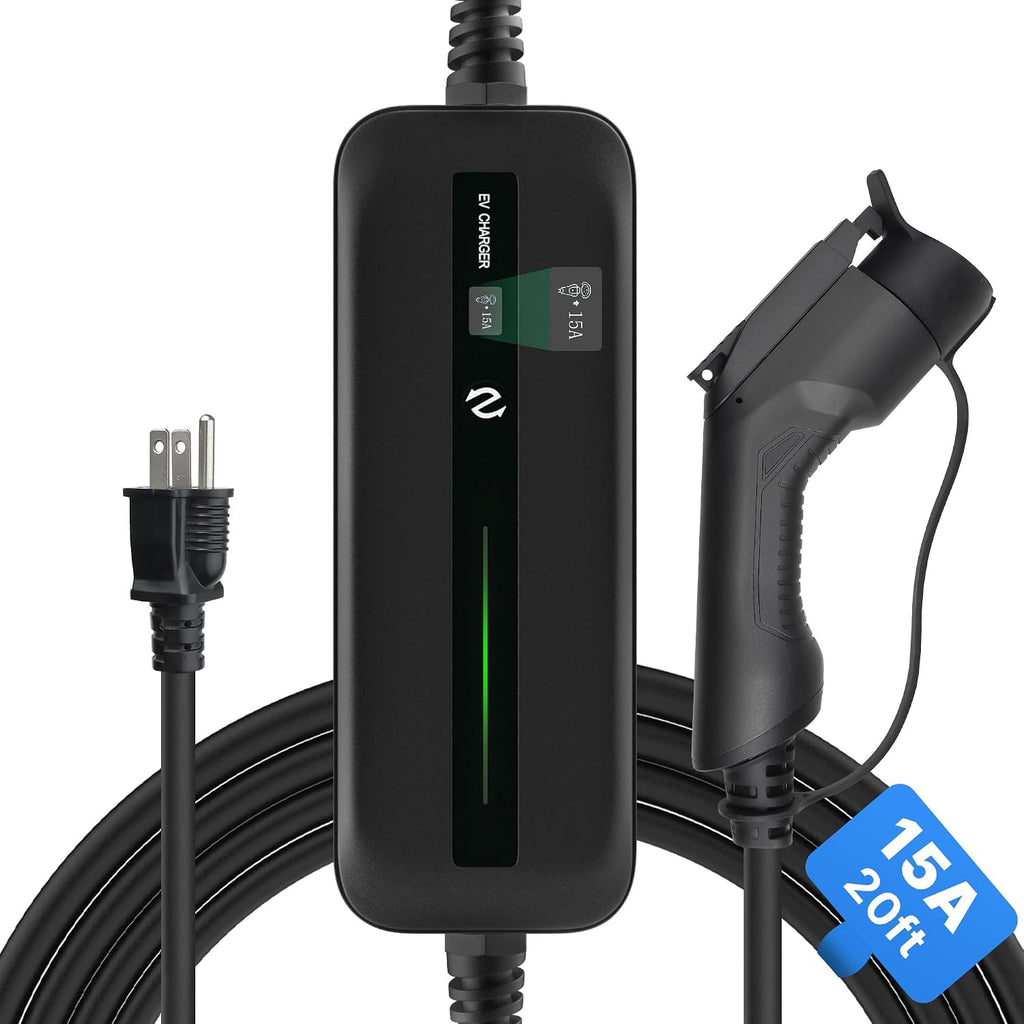 Morec Level 1 EV Charger, Electric Vehicle Portable Charger with 20FT Cable, Home Electric Vehicle Charging Station, 110V 15A, NEMA5-15P SAE J1772