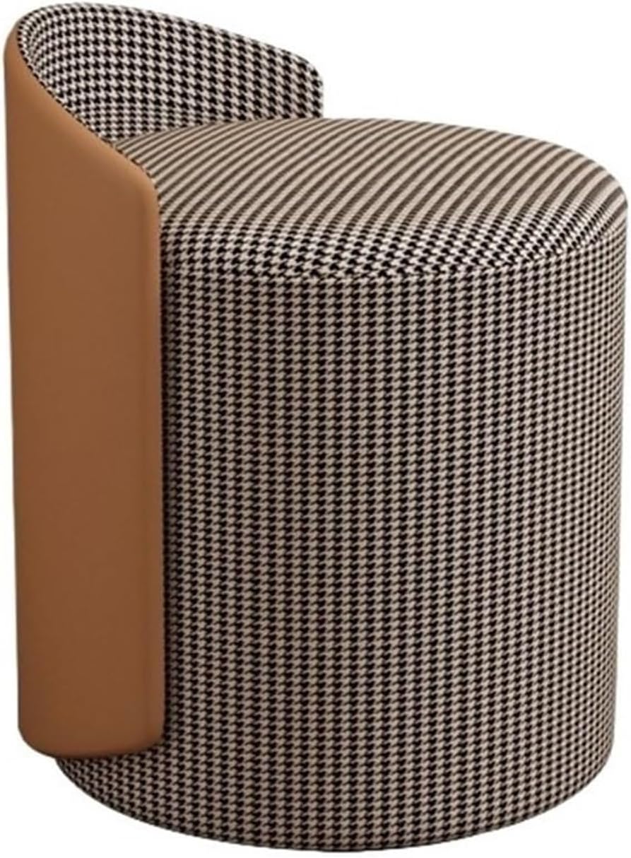 Modern Round Ottoman Multifunctional Vanity Chair Footrest Stool PU Leather Upholstered Wood Frame Non-Slip Rubber Pads Lightweight(Multi-Colored)