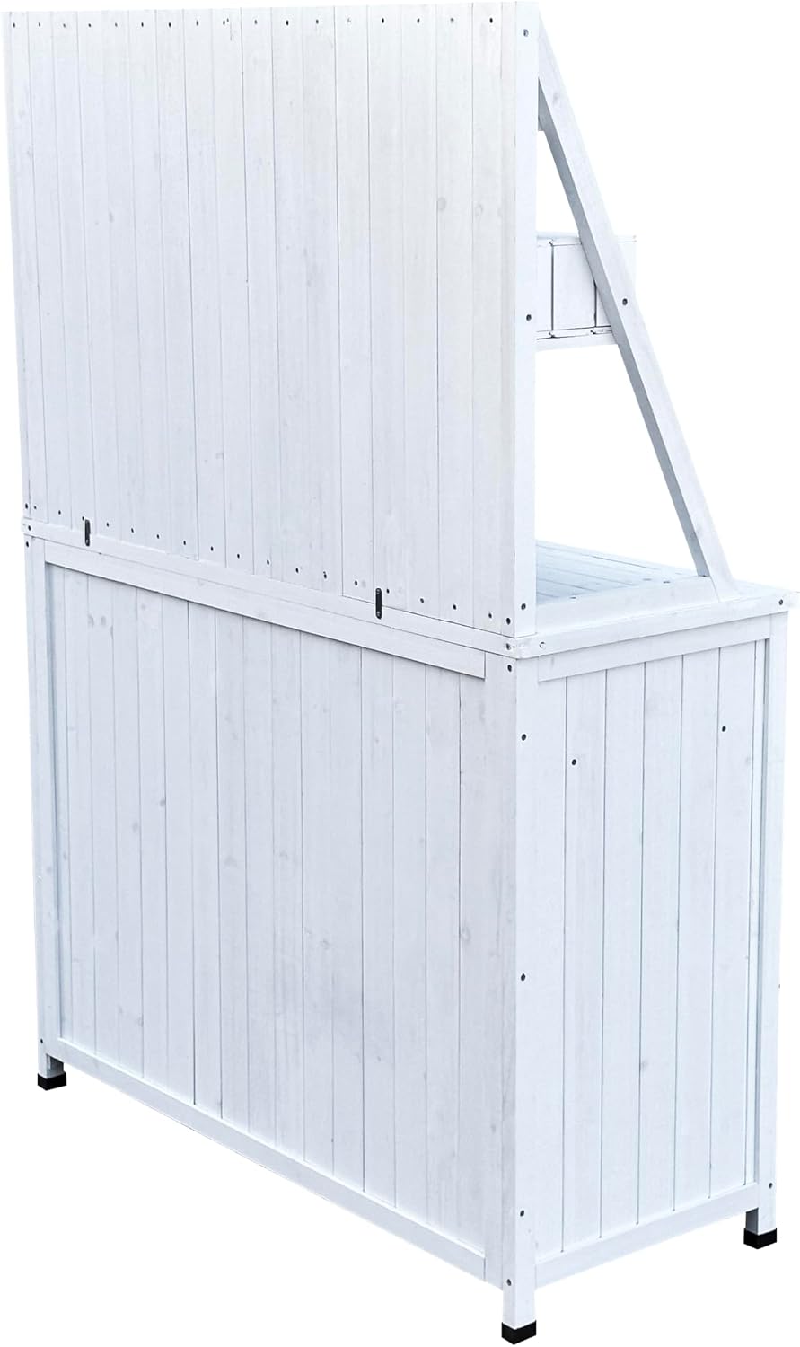 GDFStudio Farmhouse Outdoor Storage Bench Table with Cabinet, Fir Wood Potting Bench Plant Bench, Large Garden Storage Work Bench with Drawers Removable Shelf for Backyard Patio Greenhouse, White