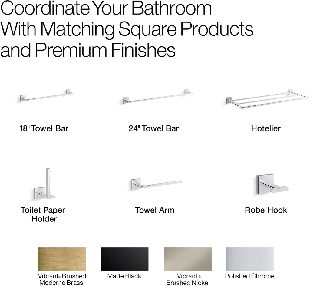 Kohler 23286-BL Square 12' Towel bar, Matte Black