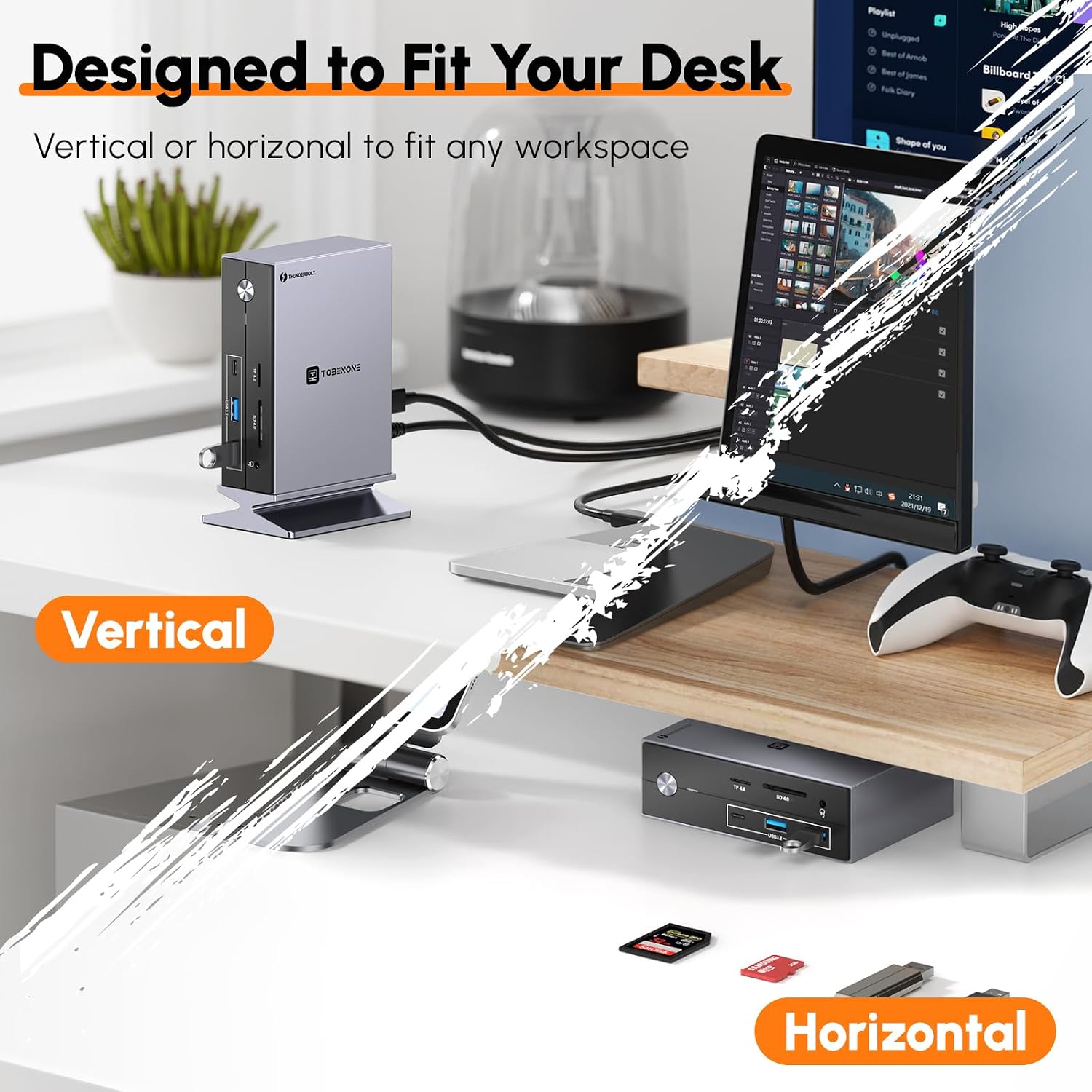 TobenONE Thunderbolt 4 Dock with Power Adapter, Thunderbolt Certified, Dual/Triple 4K@60Hz Monitor Docking Station for Windows, Mac, and Chrome (40Gbps, HDMI, DP, 6xUSB Ports, SD/TF4.0)
