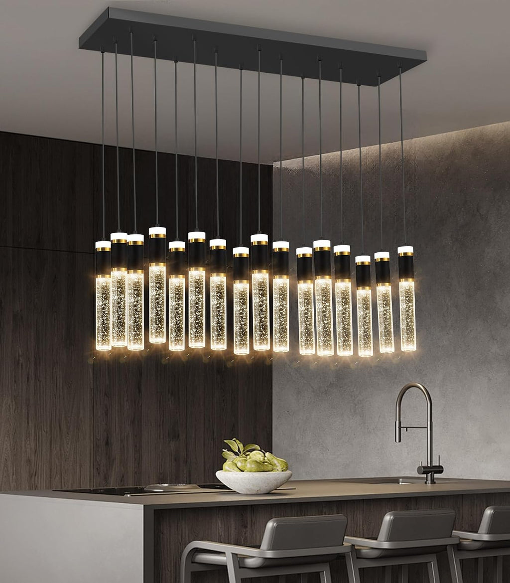 16-Lights Modern Cystal for Kitchen Island LED Dimmable Pendant Lighting Fixture Crystal Chandelier Light Fixtures for Dining Room