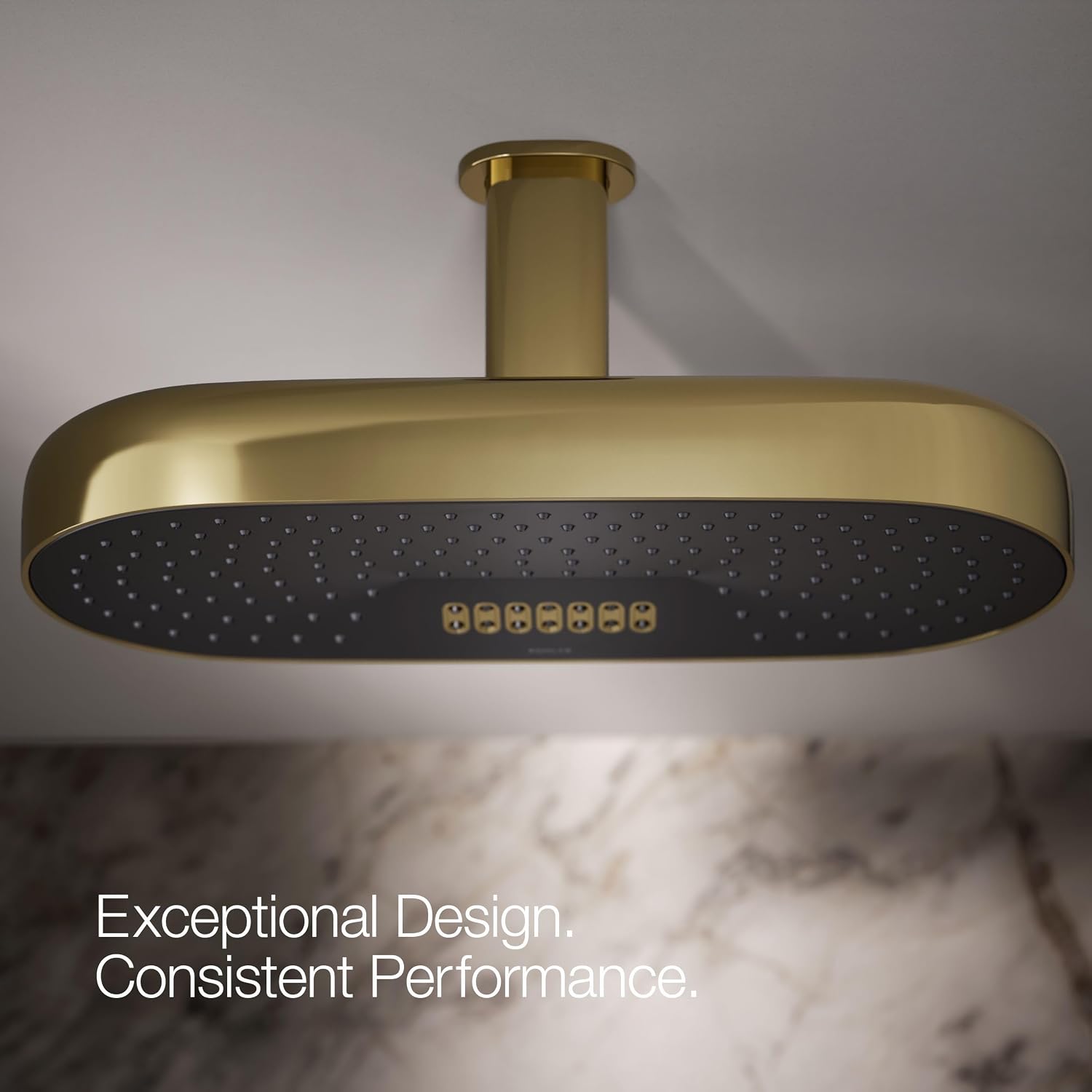 Kohler 26297-AF Statement® Oblong 18' two-function rainhead, 2.5 gpm, Vibrant French Gold