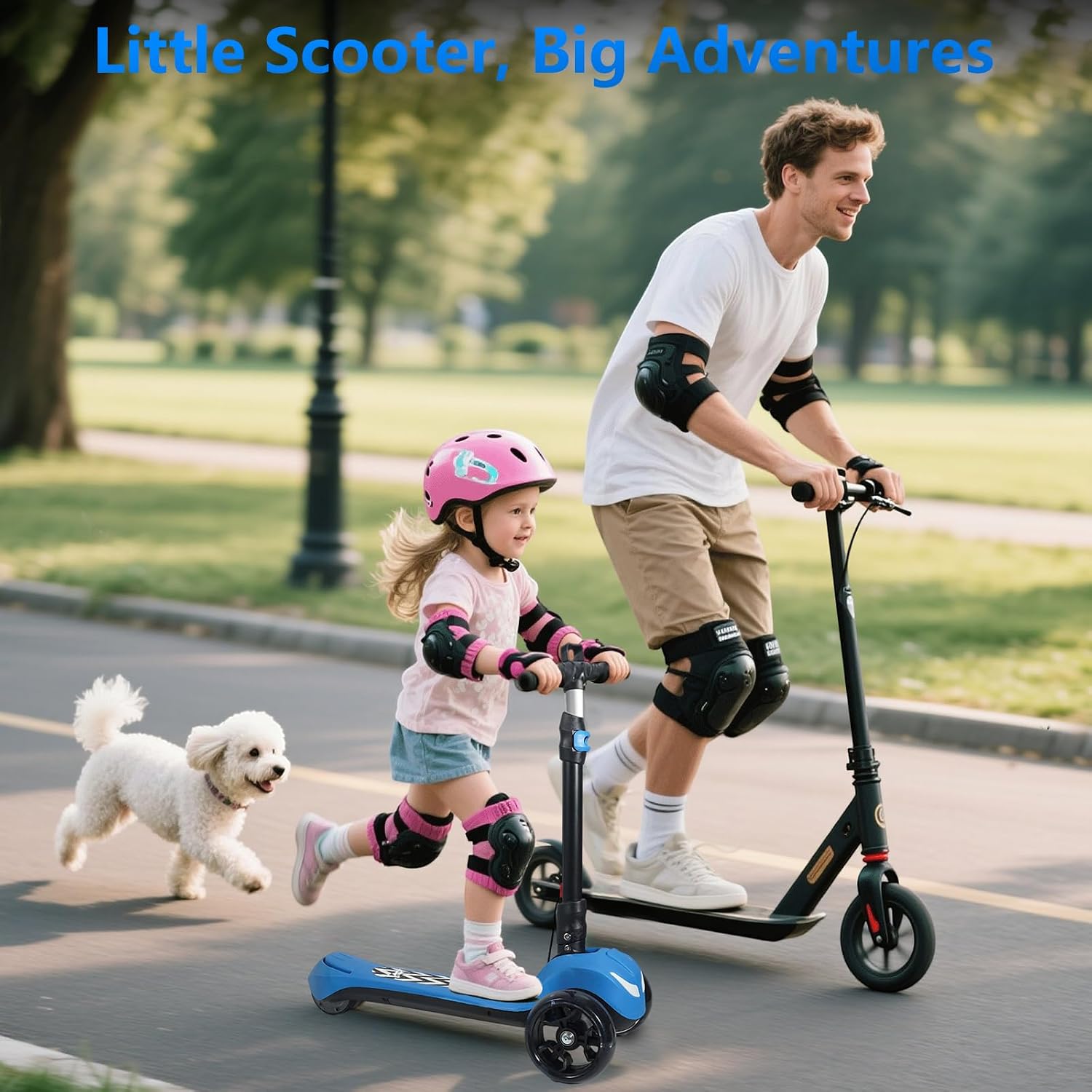 Electric Scooter for Kids Ages 3-12, Full Body Lights Up, Wide Deck, 3 Adjustable Heights, 5MPH Safe Speed, 90min Riding, Foldable 3 Wheel Electric Scooter for Kids Boys Girls Toddler