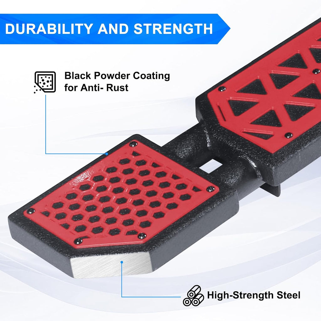 Red Running Boards fit for Jeep Gladiator JT 2020-2026 | side steps fit for JT 4 door 7 inch rock rail steps carbon steel rock sliders