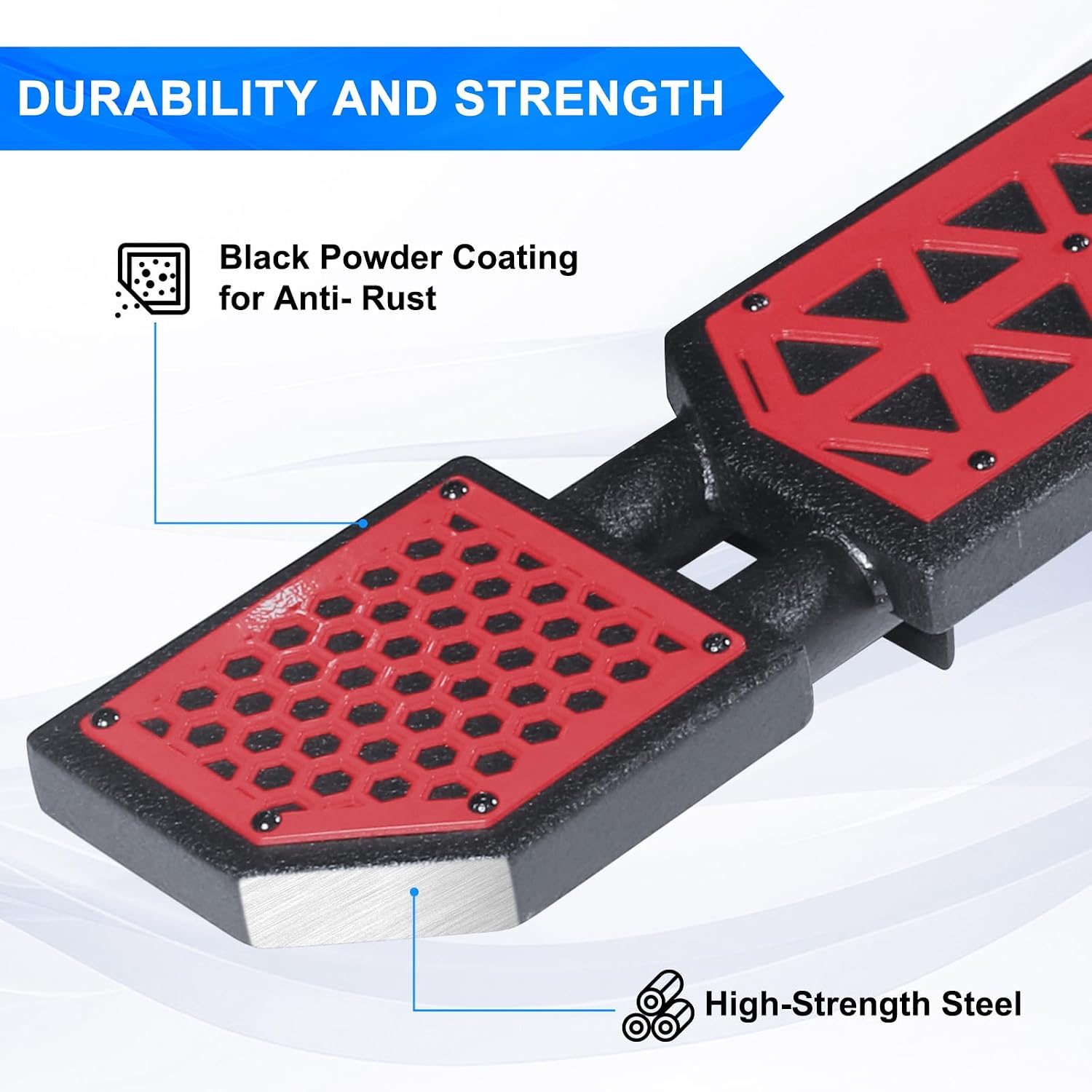 Red Running Boards fit for Jeep Gladiator JT 2020-2026 | side steps fit for JT 4 door 7 inch rock rail steps carbon steel rock sliders