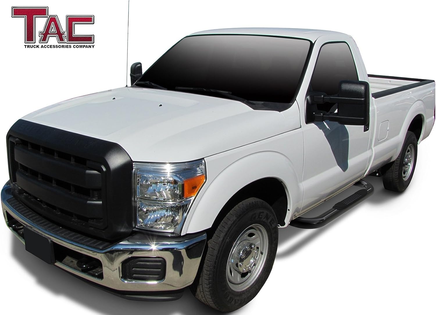TAC Side Step Fit 2015-2026 Ford F150 Regular Cab | 2017-2026 Ford F250/F350/F450/F550 Super Duty Regular Cab 3' Black Nerf Bars Running Boards Off Road 2pcs
