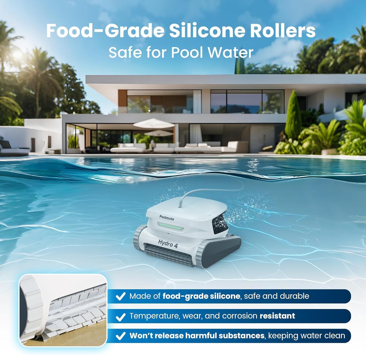 Chasing Hydro 4 Corded Robotic Pool Cleaner, Pool Vacuum for Inground Aboveground Pools, Floor Wall Waterline Cleaning, 4.1L Filter Basket, Pool Cleaner Robot Ideal for Pools up to 50 FT in Length