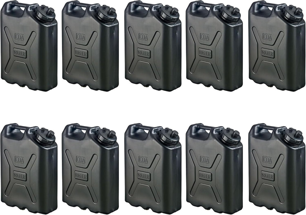 Scepter 10-Pack Military Water Container for Camping/Emergency/Off-Road, 5 Gallon, Black