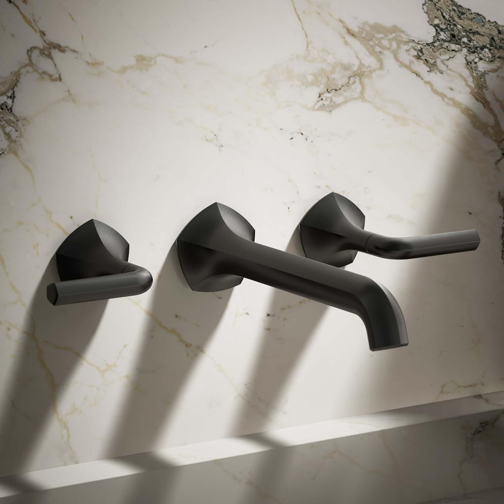 KOHLER T27013-4-BL Occasion Wall-Mount Bathroom Sink Faucet Lever Handle Trim in Matte Black