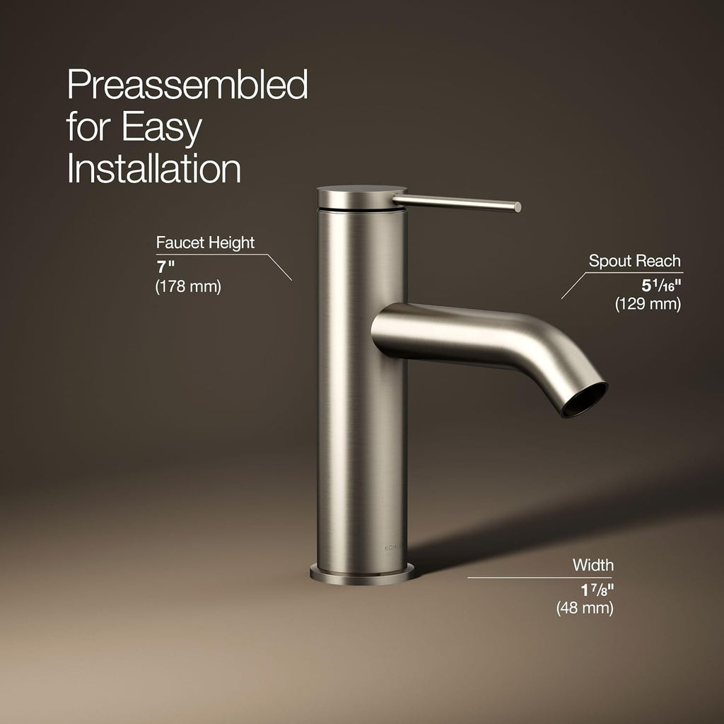 Kohler 77958-4A-BN Components® Single-Handle Bathroom Sink Faucet, 1.2 gpm, Vibrant Brushed Nickel