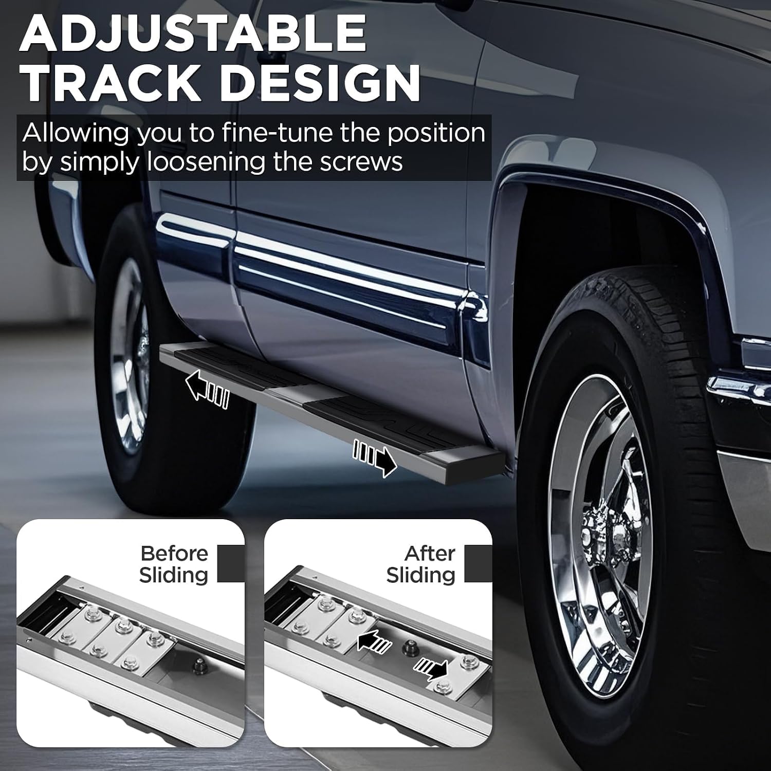 PZ 6.5' Running Boards Anti-Slip Side Steps Stainless Steel Compatible with 2007-2019 Chevy Silverado 2500HD 3500HD Crew Cab,500LBS No Drill Truck Running Boards Direct Fit Nerf Bar