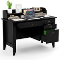 MAT EXPERT 48' Wide Computer Desk, Vintage Computer Desk with Hutch & Storage Drawer, Monitor Stand, Writing Workstation, Waterproof Laptop Table Gaming Desk for Study, Office, Bedroom (Black)