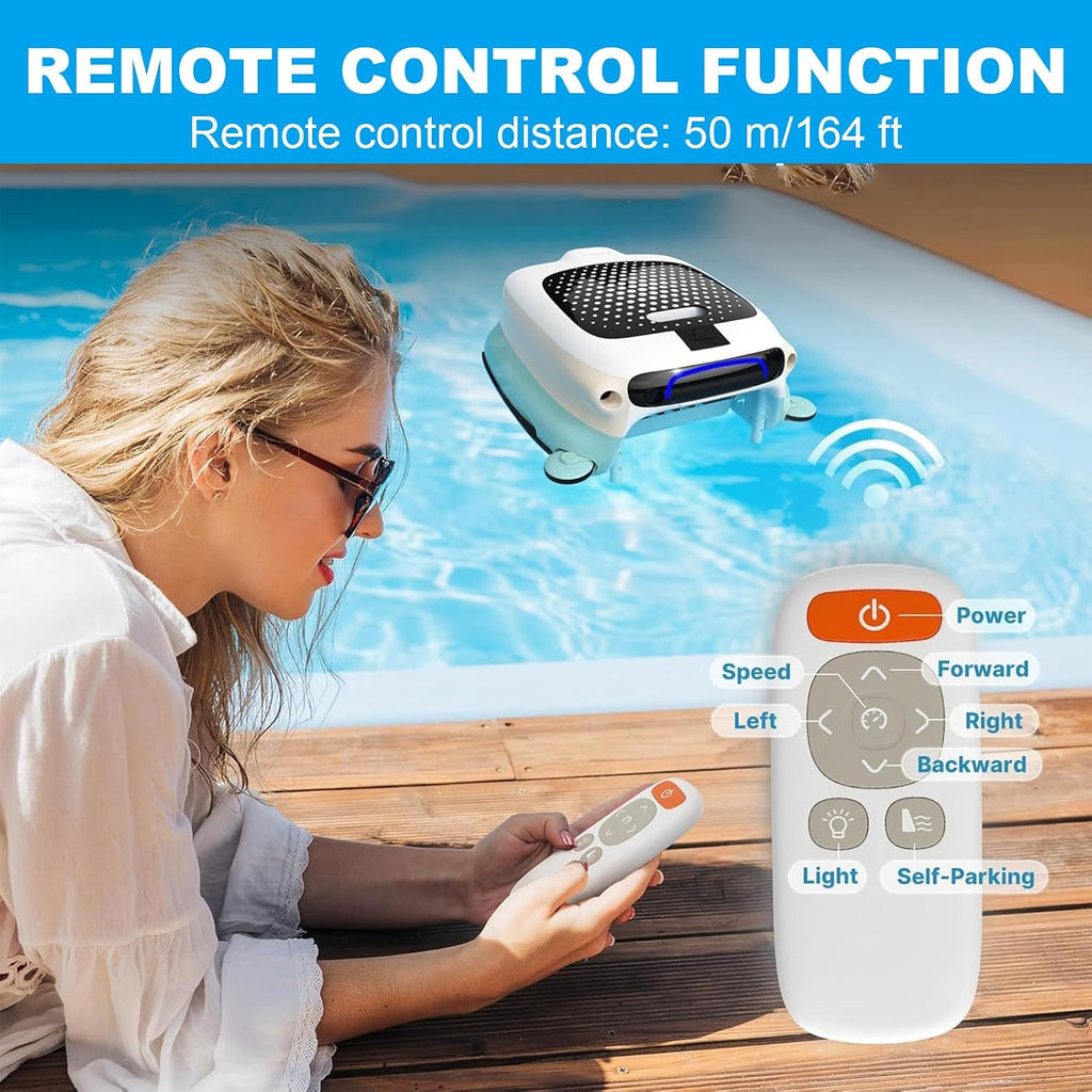 Pool Cleaning Robot | Manual Remote Control Pool Skimmer, Four Sensors, 3 Cleaning Modes, Uv-Resistant Housing, 10l Basket, Can Remove Leaves, Hair, Sediment, Pollen,Dead Insects From The Pool