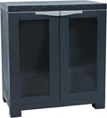 Sunnydaze 25.5' H Resin Garage Storage Cabinet - Garage Cabinet with 2 Acrylic Glass Doors - Freestanding Utility Storage for Laundry Room, Office, Basement - Charcoal