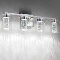 SineRise 4-Light Brushed Nickel Vanity Light with 3 Color Modes (3000K/4000K/6000K), Eye Protection LED Bathroom Light Fixture, Dimmable Modern Wall Light Over Mirror with Clear Glass Shade