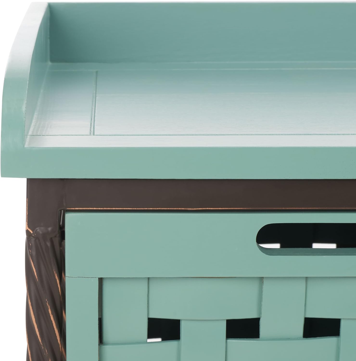 SAFAVIEH Home Collection – Isaac Dusty Green Wooden Storage Bench with Drawers, Entryway & Mudroom Seating, Iron Frame Design, Fully Assembled (AMH6530B)