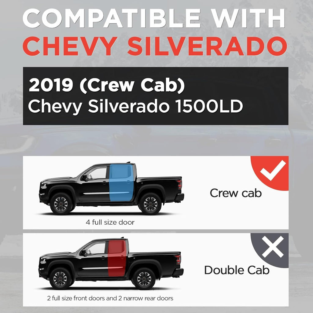 PZ 6.5' Running Boards Anti-Slip Side Steps Stainless Steel Compatible with 2019 Chevy Silverado 1500LD Crew Cab,500LBS No Drill Truck Running Boards Direct Fit Nerf Bar