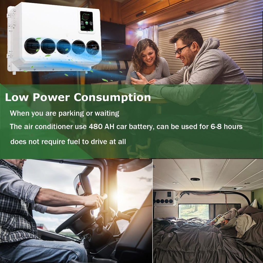 12V Electric Split Air Conditioners For Trucks, Construction Vehicles, Excavators, Harvesters, DC Parking RV Rooftop Air Conditioner Easy To Install(Red)